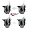 Service Caster 4 Inch Semi Steel 38 Inch Threaded Stem Caster Set with Brake SCC-TS20S414-SSS-PLB-381615-4 - alternate 3